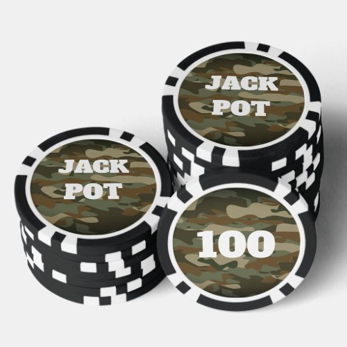 Green army camo custom casino poker chips