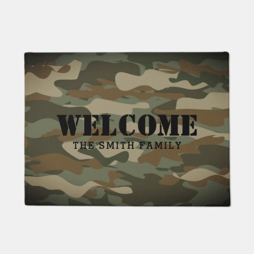 Green army camo military camouflage custom welcome doormat