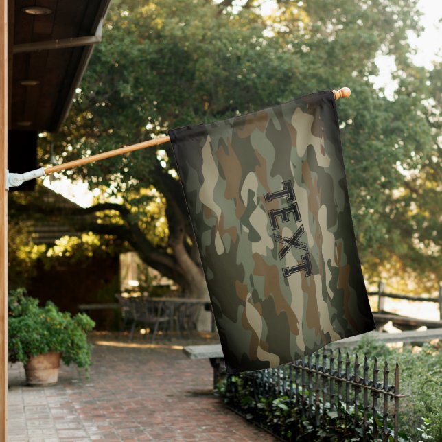 Green army camo military camouflage house flag (In SItu)