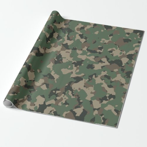 Green Army Camo Pattern Wrapping Paper