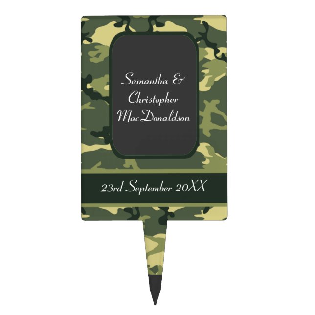 Green army camo wedding cake topper (Front)