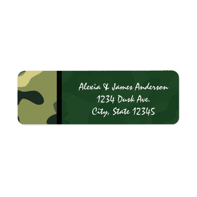 Green Army Camouflage Camo Address Labels (Front)