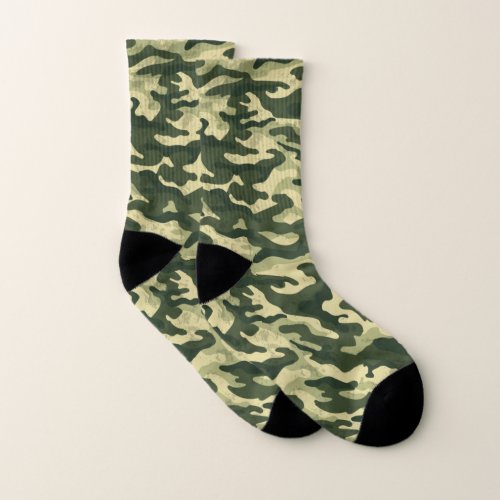 Green Army Camouflage Pattern All_Over_Print Socks