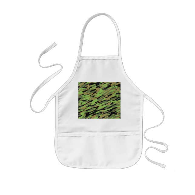 Green Army Camouflage Textured Kids' Apron (Front)
