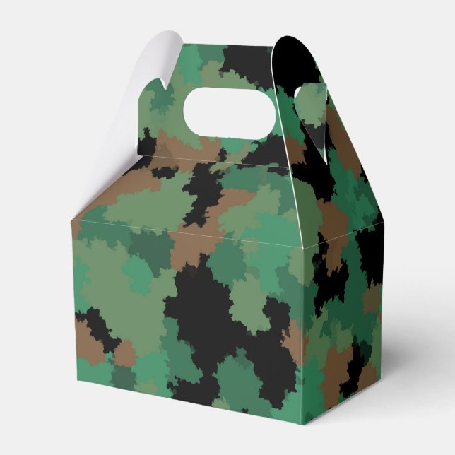 Green Army Jungle Camouflage Pattern Design  Favor Boxes (Front Side)