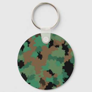Green Army Jungle Camouflage Pattern Design Keychain