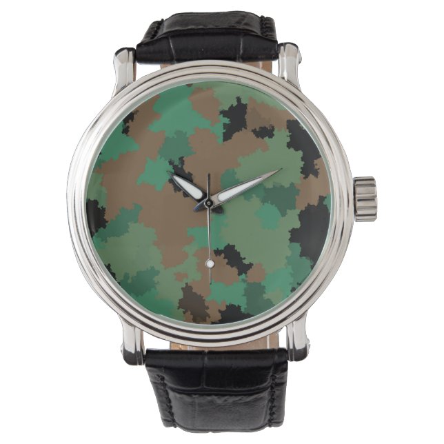Green Army Jungle Camouflage Pattern Design  Watch (Front)