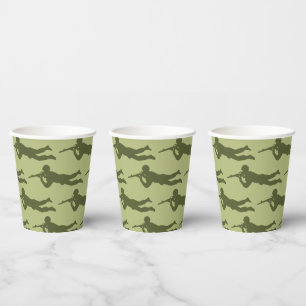 Green Army Man Sniper Pose Paper Cups