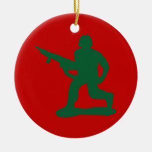 Green Army Men Ceramic Ornament
