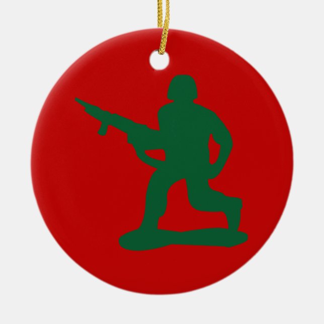 Green Army Men Ceramic Ornament (Front)