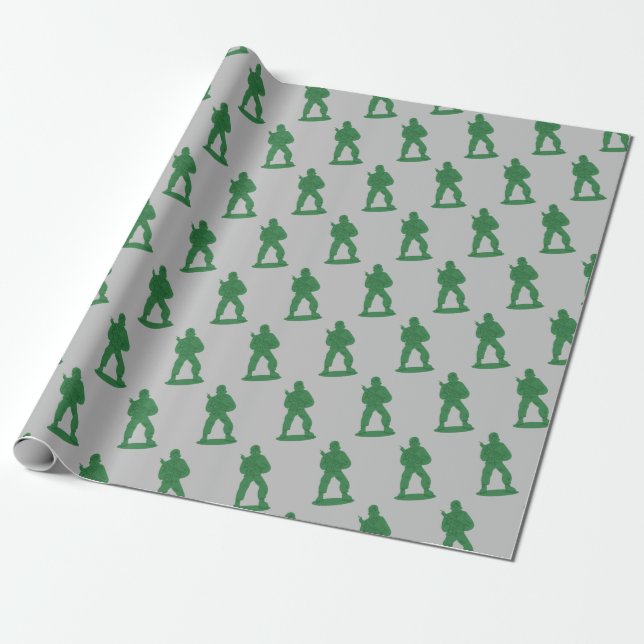 Green Army Men Pattern Wrapping Paper (Unrolled)