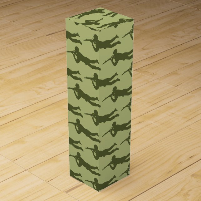 Green Army Men Sniper Pose  Wine Box (Front)