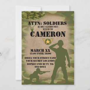 Green Army Men Toy Soldiers Invitation