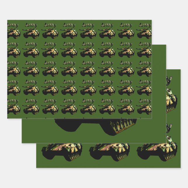 Green Army Tank, Wrapping Paper Sheets  (Set)