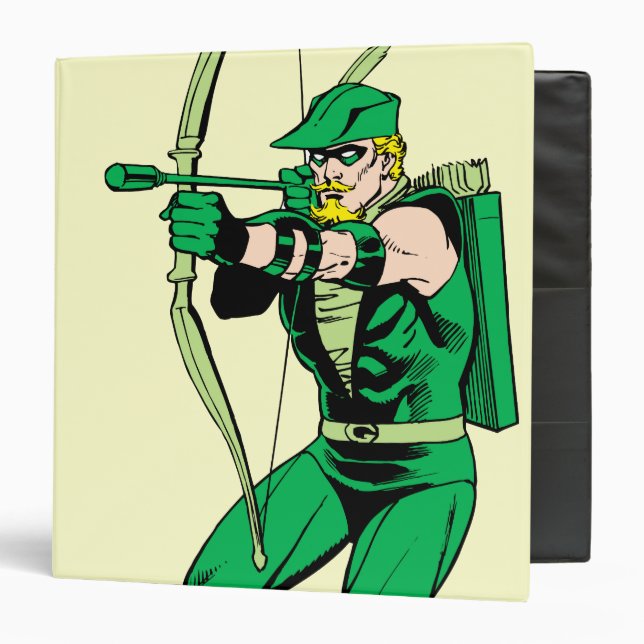 Green Arrow Shooting Arrow 3 Ring Binder (Front/Inside)