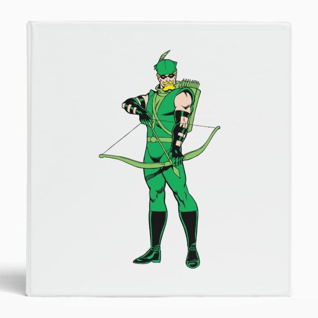 Green Arrow Standing with Bow 3 Ring Binder (Front)