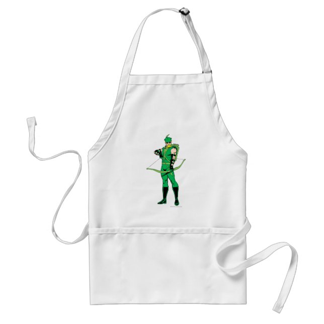 Green Arrow Standing with Bow Adult Apron (Front)