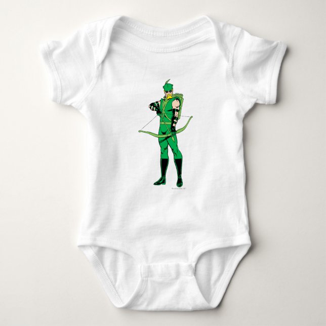Green Arrow Standing with Bow Baby Bodysuit (Front)