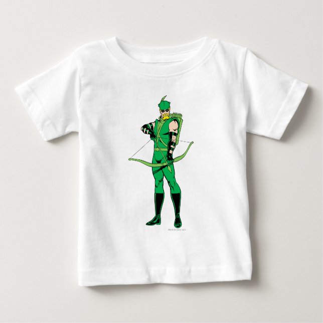Green Arrow Standing with Bow Baby T-Shirt (Front)