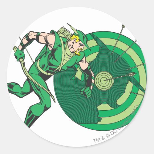 Green Arrow with Target 2 Classic Round Sticker