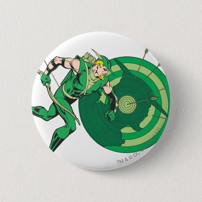 Green Arrow with Target 2 Pinback Button (Front)