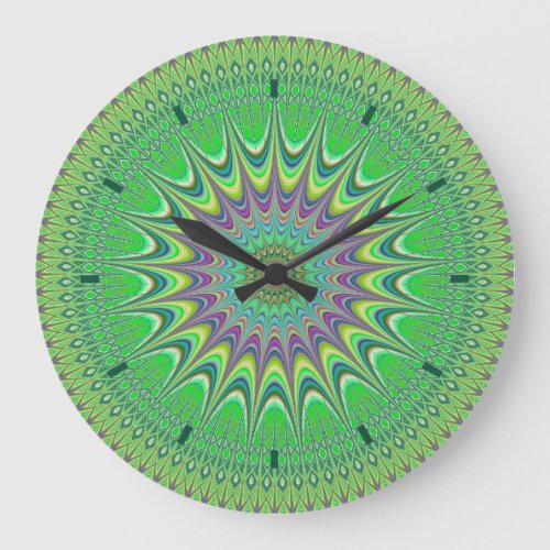 Green Art Abstract Mandala Design Wall Clock