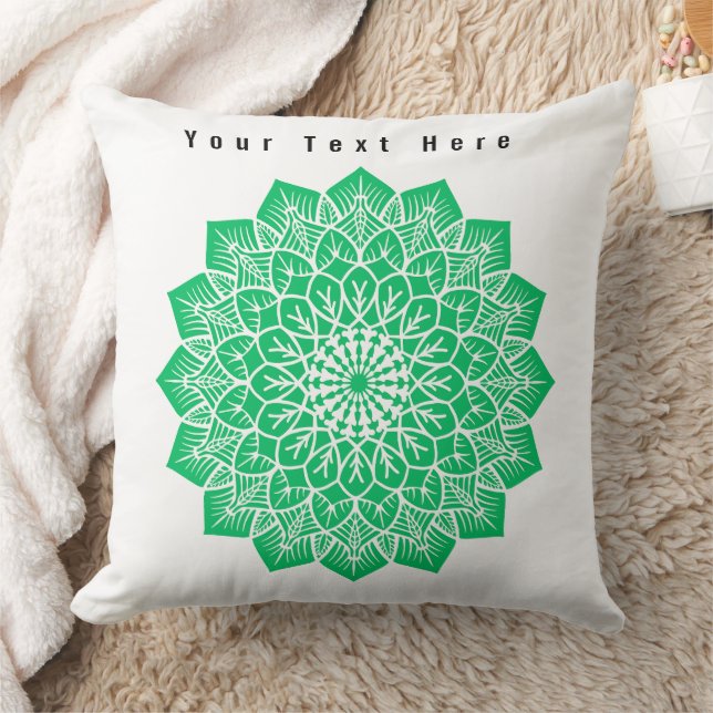 Green Art Custom Your Text Here Text Image Decor Throw Pillow (Blanket)