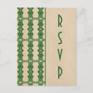 Green Art Deco Border RSVP Postcard