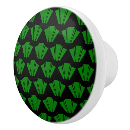 Green Art Deco Ceramic Knob