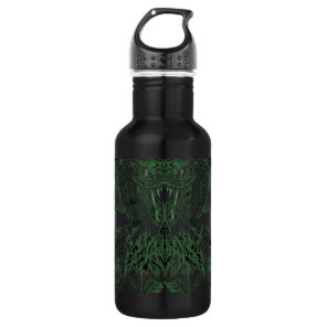 Green Art Deco Cobra | Ornamental Symmetrical Snak Stainless Steel Water Bottle