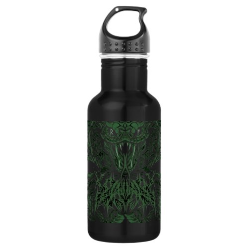 Green Art Deco Cobra | Ornamental Symmetrical Snak Stainless Steel Water Bottle
