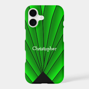 Green Art Deco Fan Design iPhone 17 Case