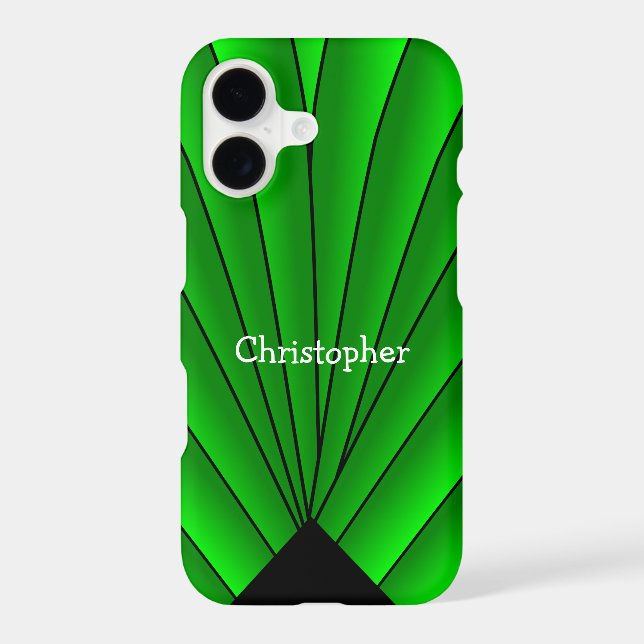 Green Art Deco Fan Design Case-Mate iPhone Case (Back)