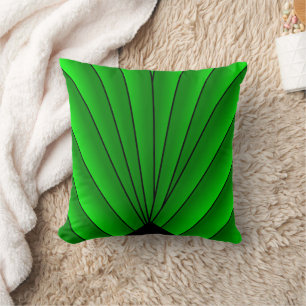 Green Art Deco Fan Design Throw Pillow