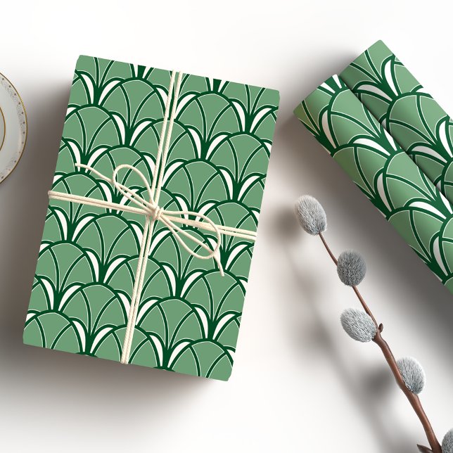 Green Art Deco Fan Wrapping Paper (Creator Uploaded)