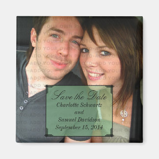 Green Art Deco Frame Save the Date Magnet