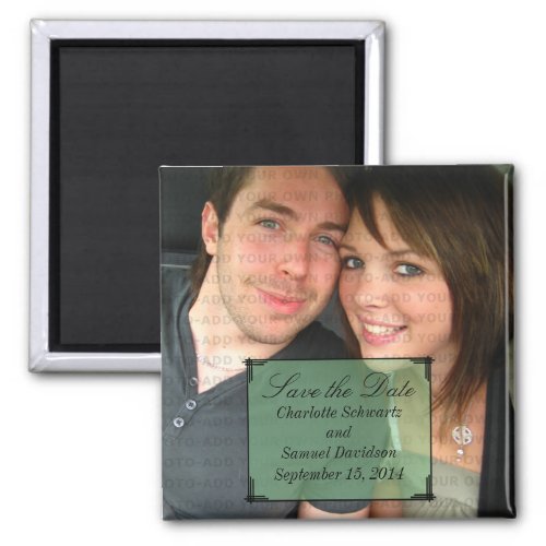 Green Art Deco Frame Save the Date Magnet