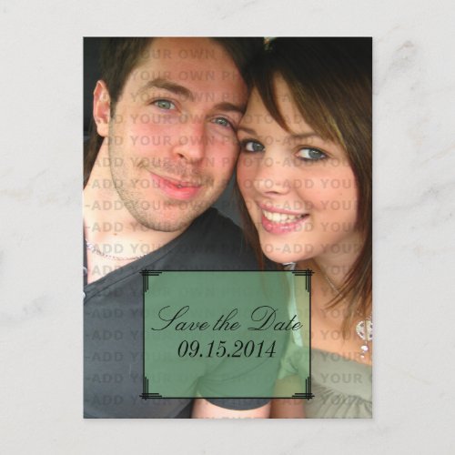 Green Art Deco Frame Save the Date Postcard