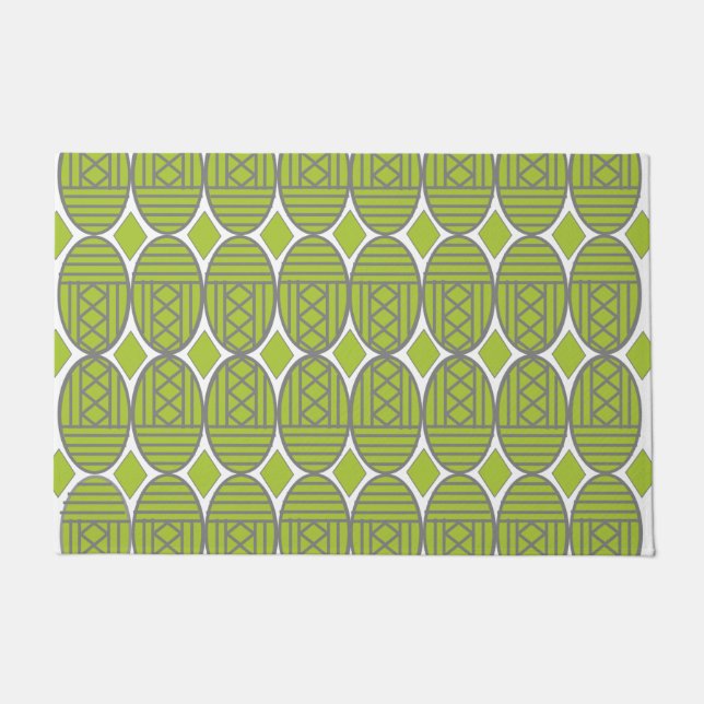 Green Art Deco Ovals  Doormat (Front)