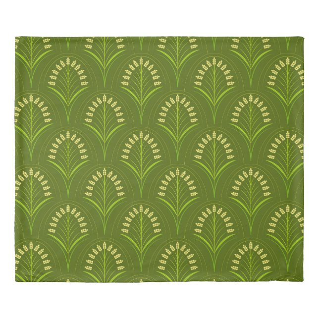 Green Art Deco Pattern Duvet Cover (Front)
