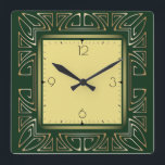 Green art deco square wall clock<br><div class="desc">Great clock design. You will love it like others. Be free to use this design for other product you like or to customize and add your text. Follow me for more. Thank you. Have a nice day.</div>