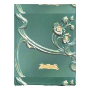 Green,art nouveau, belle epoque,wood work,vintage, duvet cover