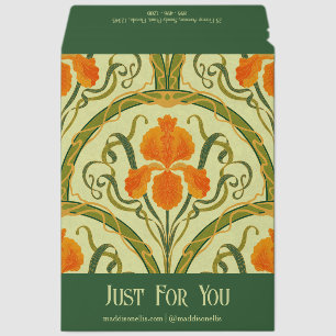 Green Art Nouveau Floral Feminine Just For You Envelope Mailers