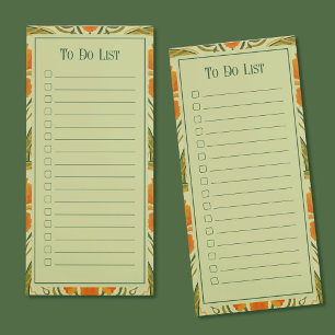 Green Art Nouveau Floral To Do List Notepad