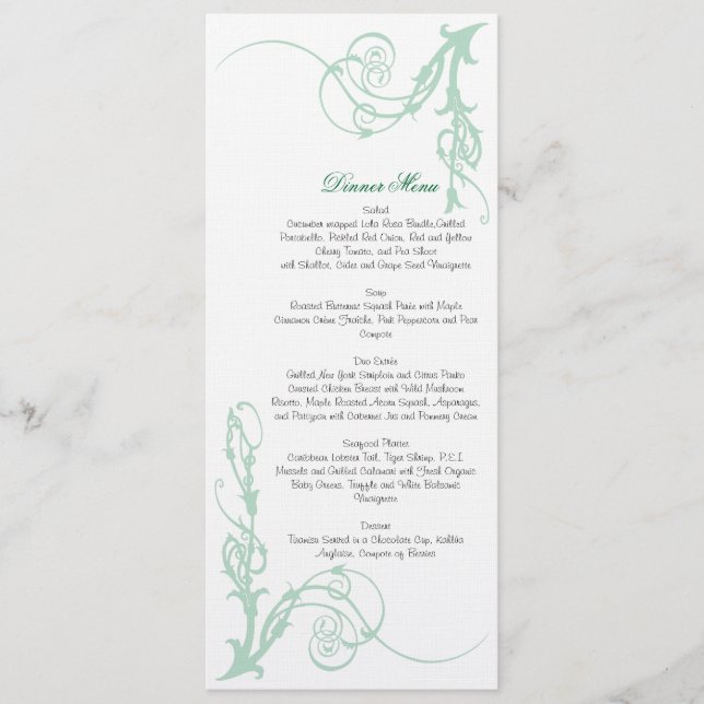 Green Art Nouveau Menu (Front)