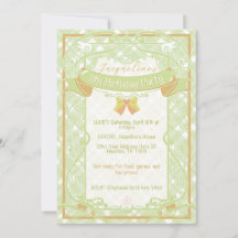 Green Art Nouveau Princess Birthday Invitation
