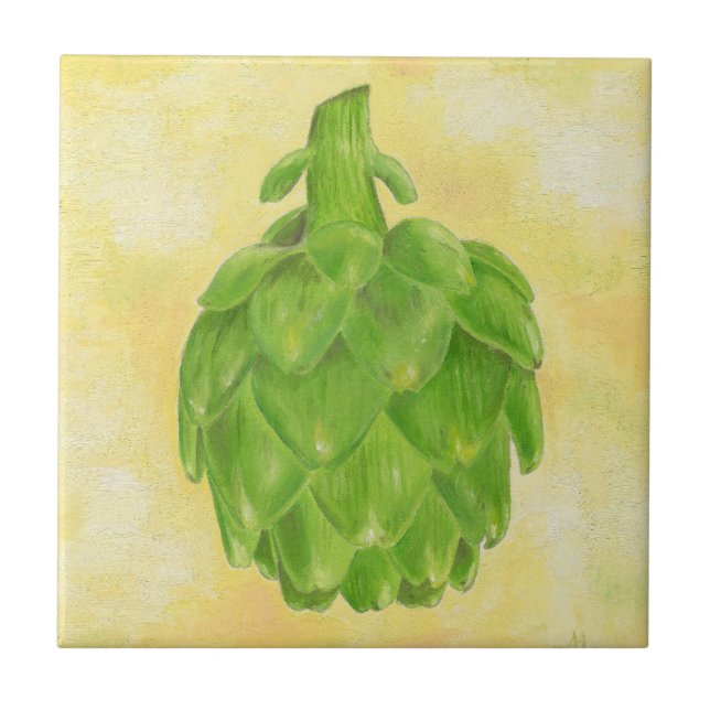 Green Artichoke Square Tile (Front)
