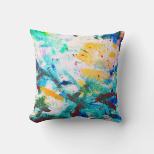 Green Artistic Canva. Purple Cool Illustration. Or Throw Pillow