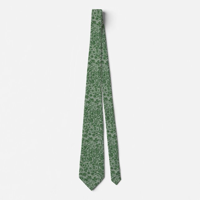Green Arts & Crafts Style Botanical Tie (Front)