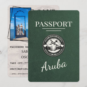 Green Aruba Passport Save The Date
